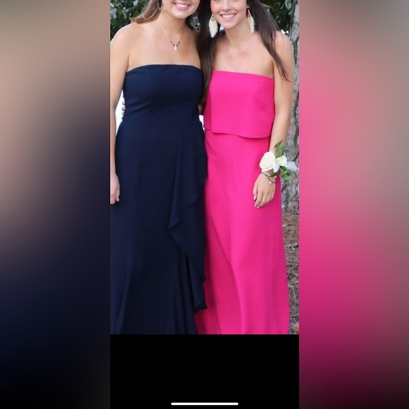 Halston heritage Fuchsia  strapless column dress size 2 - Picture 2 of 3